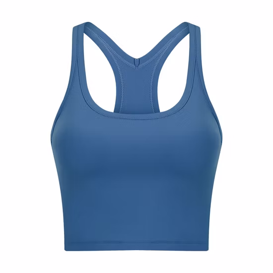 Women&prime;s Summer Shockproof U-Shape Neck Sleeveless Cropped Tank Tops Fitness Crossover Back Casual Lounge Wear Biker Jogging Activewear Sports Bra