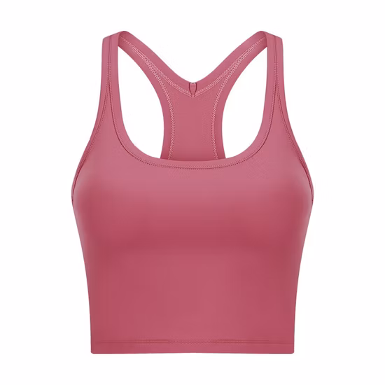 Women&prime;s Summer Shockproof U-Shape Neck Sleeveless Cropped Tank Tops Fitness Crossover Back Casual Lounge Wear Biker Jogging Activewear Sports Bra
