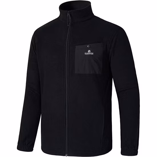 Chaqueta de forro polar con cremallera completa para hombre Abrigo de invierno de forro polar suave con bolsillos