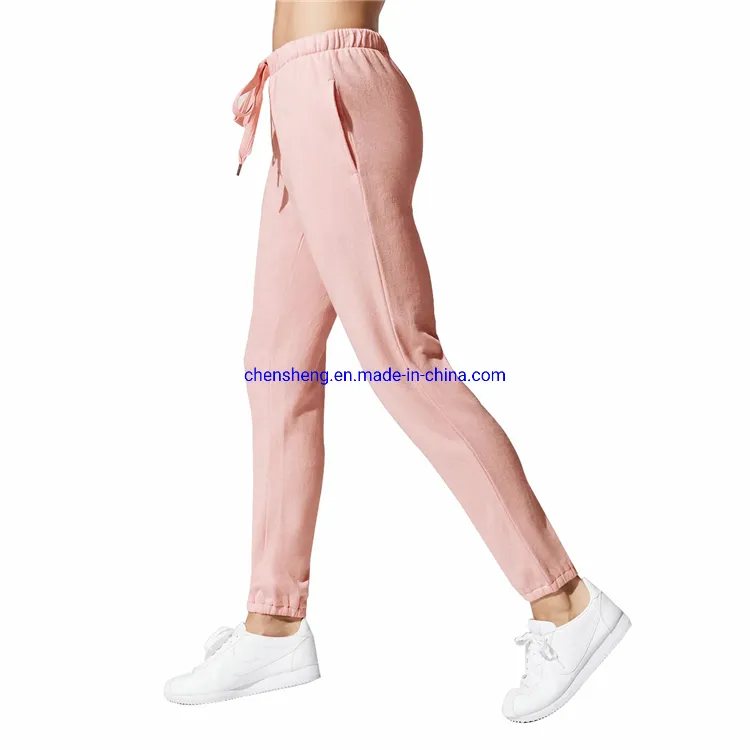 Pantalones de chándal de encargo de la yoga del entrenamiento activo del cordón de los pantalones de chándal de las mujeres con los bolsillos